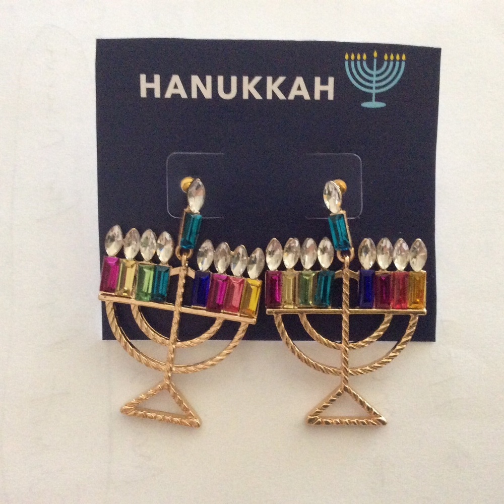 Colorful Menorah Earrings